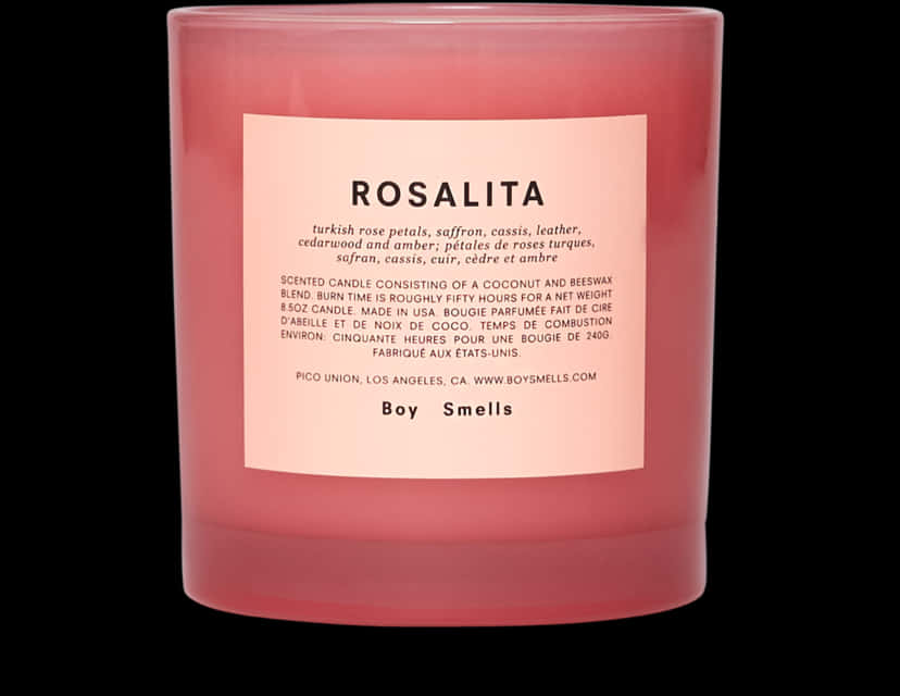 Rosalita Scented Candle Pink PNG Image