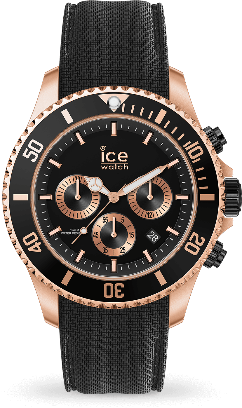 Rose Gold Black Dive Watch PNG Image