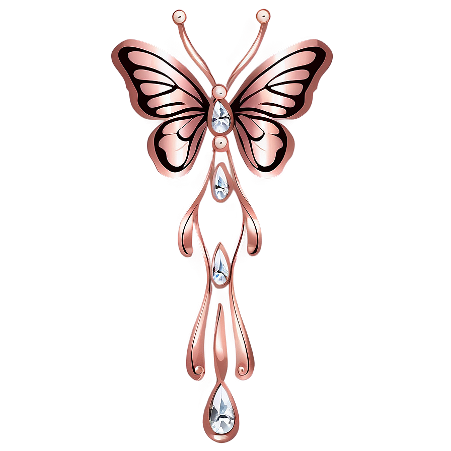 Rose Gold Butterfly Decoration Png Niy17 PNG Image