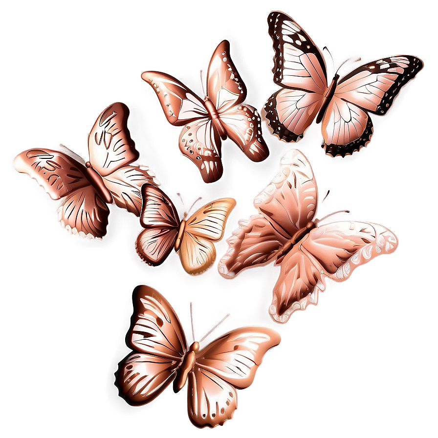 Rose Gold Butterfly Montage Png 06282024 PNG Image