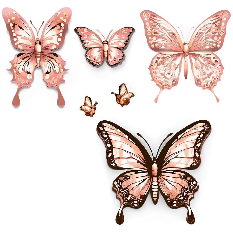 Rose Gold Butterfly Stationery Png Vqg PNG Image