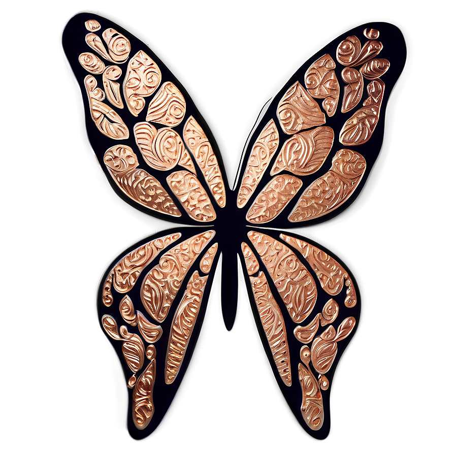 Rose Gold Butterfly Textile Png Dun56 PNG Image