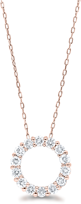 Rose Gold Diamond Circle Pendant Necklace PNG Image