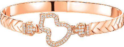 Rose Gold Diamond Heart Bracelet PNG Image