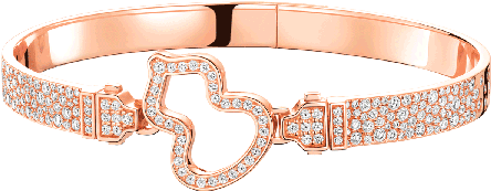 Rose Gold Diamond Heart Bracelet PNG Image