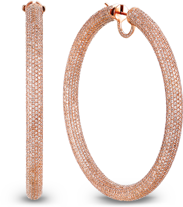 Rose Gold Diamond Hoop Earrings PNG Image