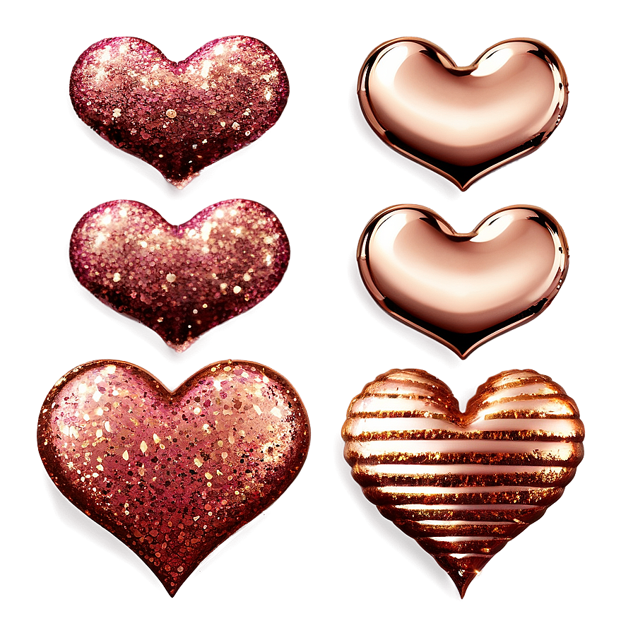 Rose Gold Glitter Valentine Hearts Png Ppk78 PNG Image