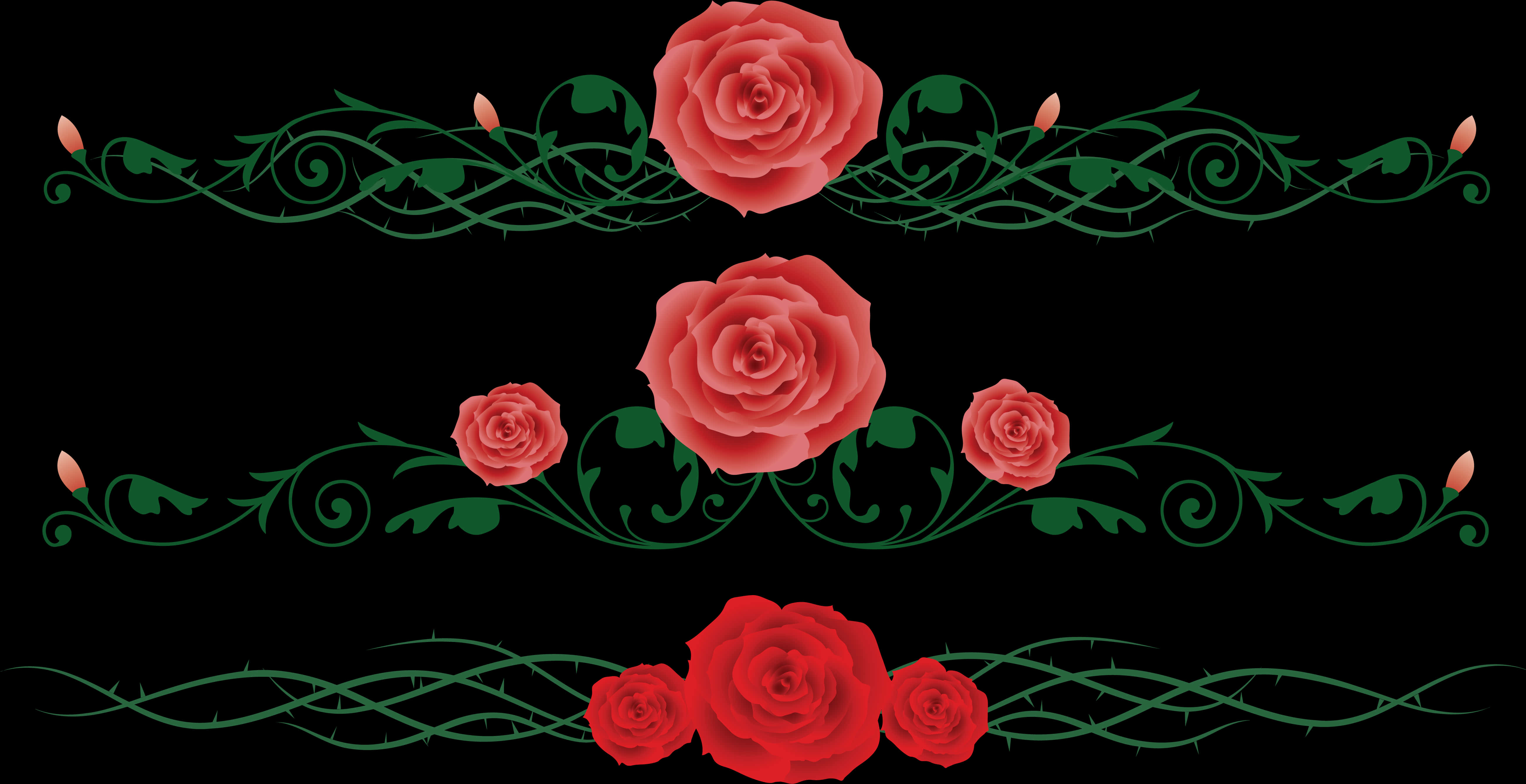 Rose Vine Floral Design PNG Image