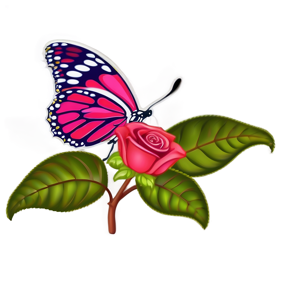 Rose With Butterfly Png 04292024 PNG Image