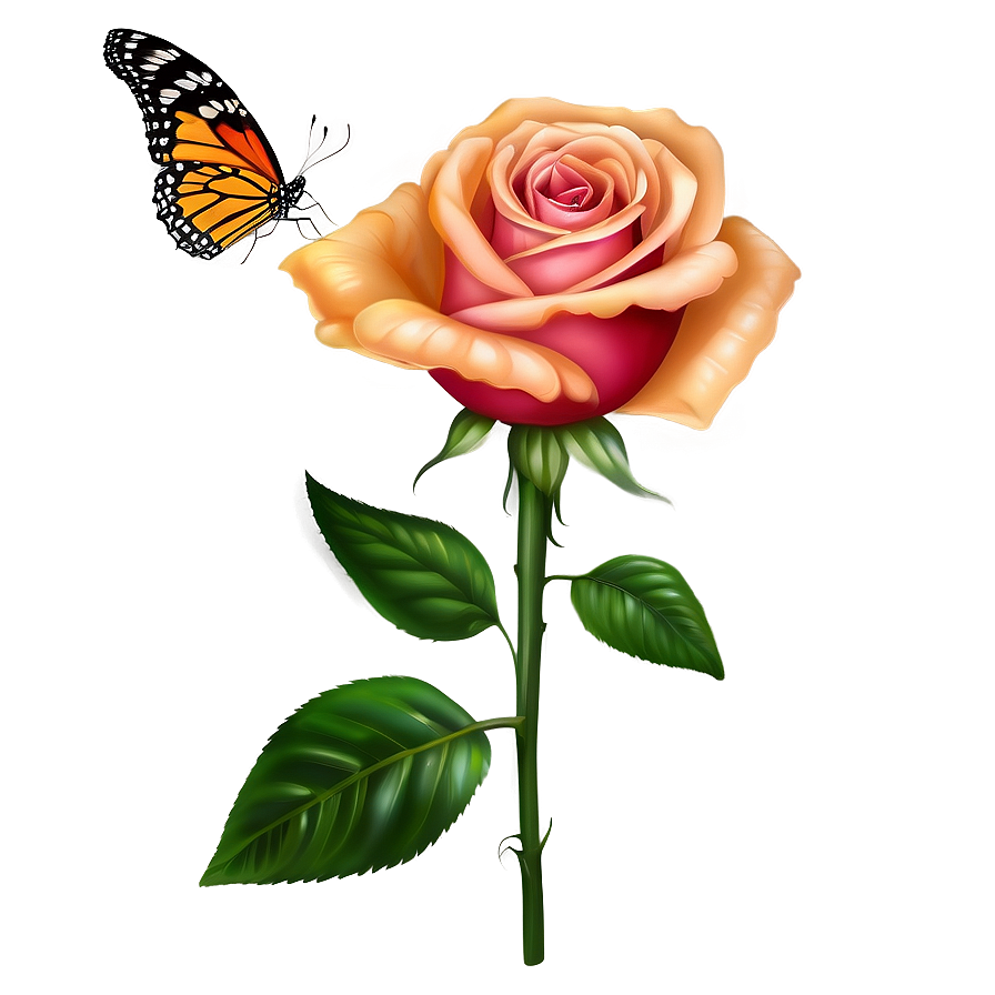 Rose With Butterfly Png 04292024 PNG Image