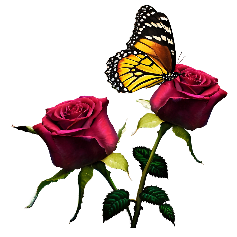 Rose With Butterfly Png Xca PNG Image