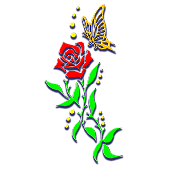 Roseand Butterfly Artwork PNG Image