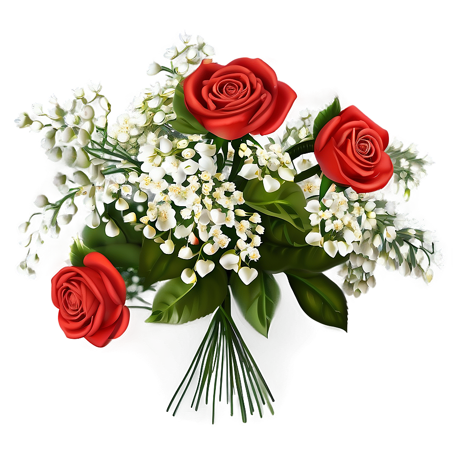 Roses And Baby's Breath Bouquet Png Cta12 PNG Image