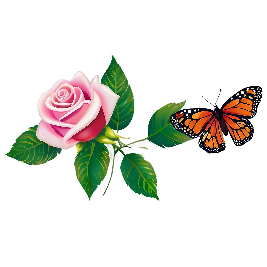 Roses And Butterflies Png 05042024 PNG Image