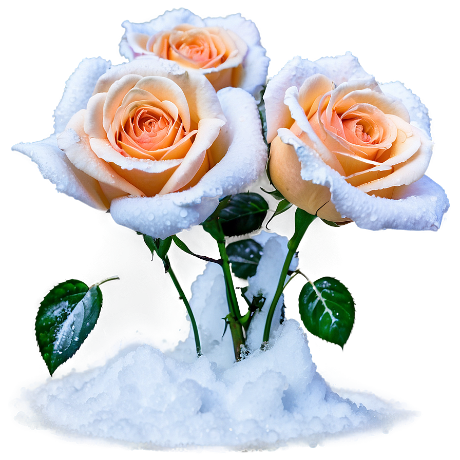 Roses In Snow Png Han PNG Image