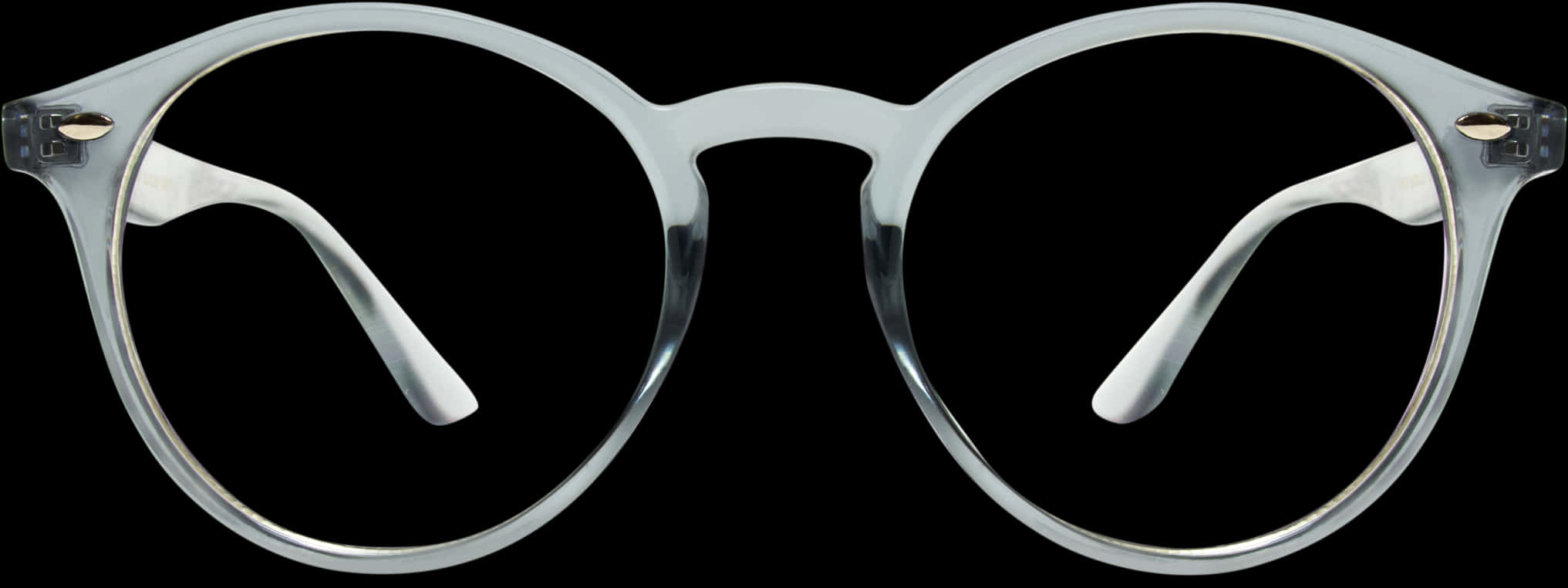 Round Frame Glasses Isolatedon Black PNG Image