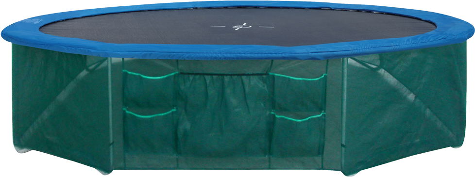 Round Outdoor Trampoline With Safety Net PNG Image