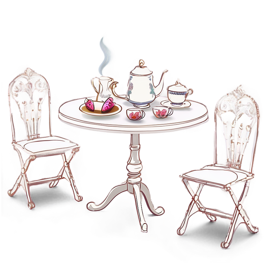 Round Table Tea Party Elegance Png 15 PNG Image