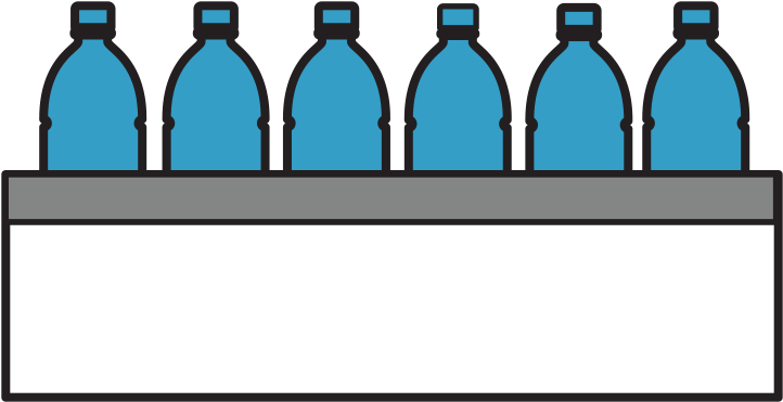 Rowof Water Bottleson Shelf PNG Image