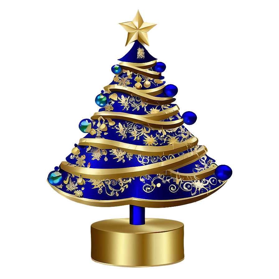 Royal Blue And Gold Christmas Tree Png 06282024 PNG Image