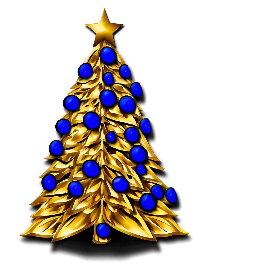 Royal Blue And Gold Christmas Tree Png Uxd23 PNG Image