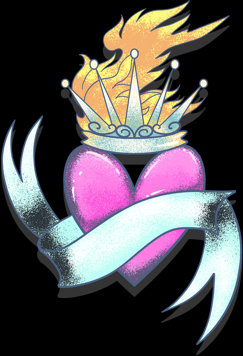 Royal Heart Tattoo Design PNG Image