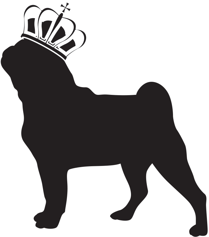 Royal Pug Silhouettewith Crown PNG Image