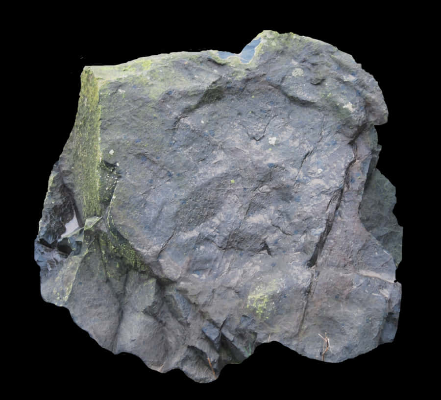 Rugged Black Rockwith Moss PNG Image