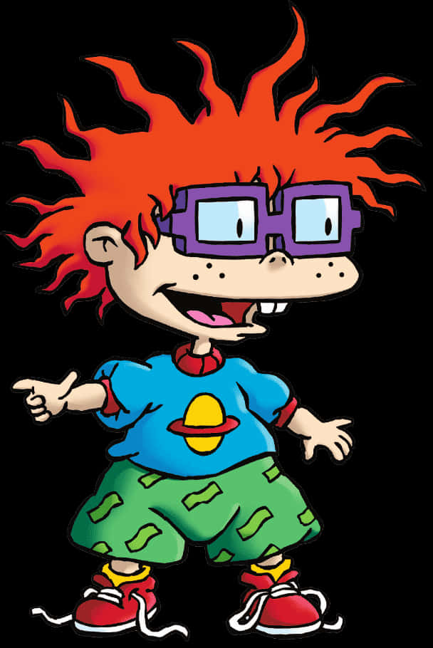 Rugrats Character With Red Hairand Glasses PNG Image