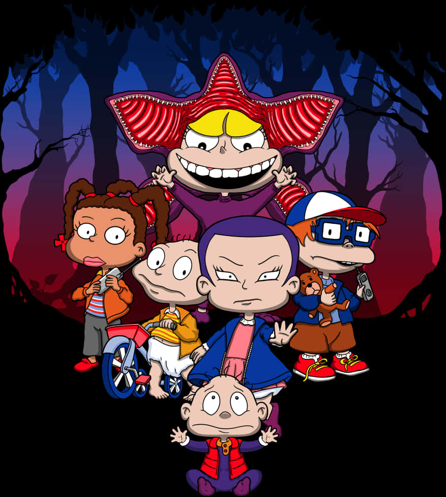 Rugrats Characters Nighttime Adventure PNG Image