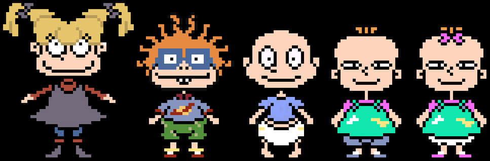 Rugrats8bit Character Lineup PNG Image