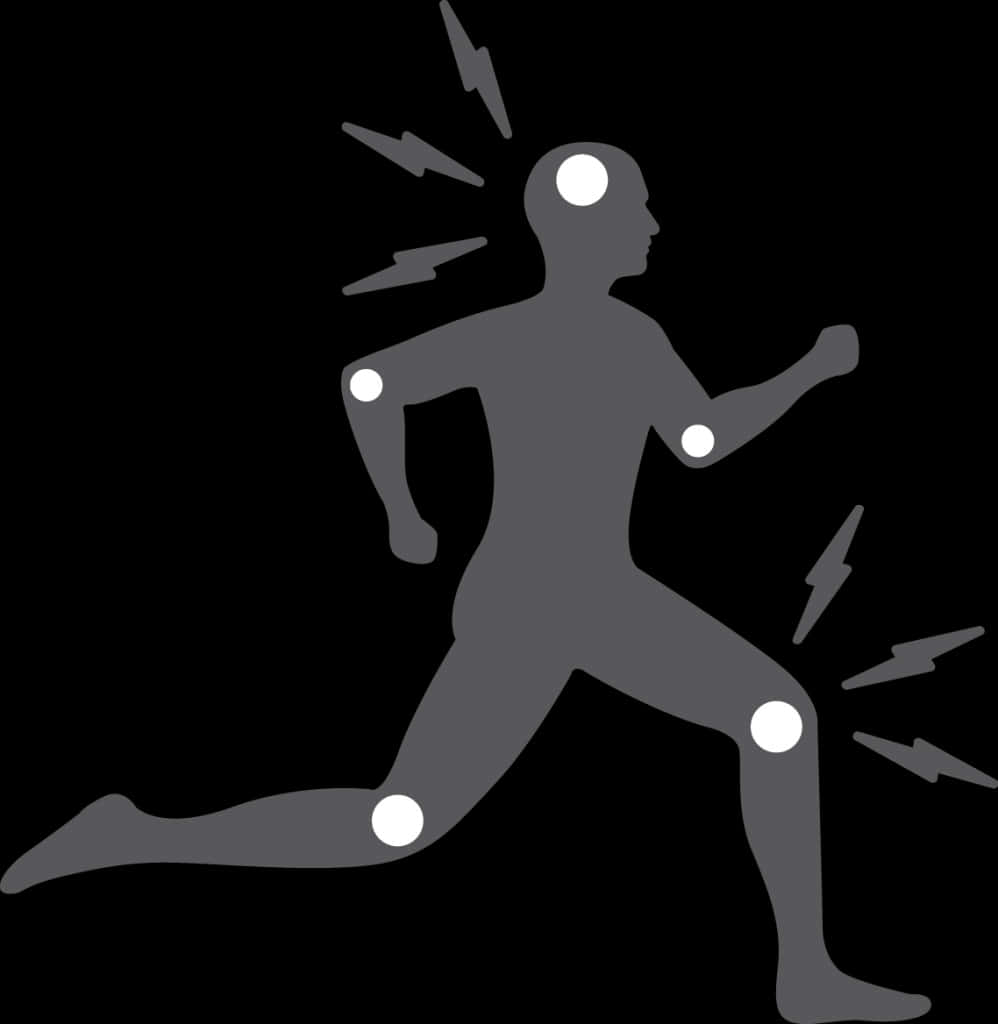 Runner Silhouette Experiencing Pain PNG Image