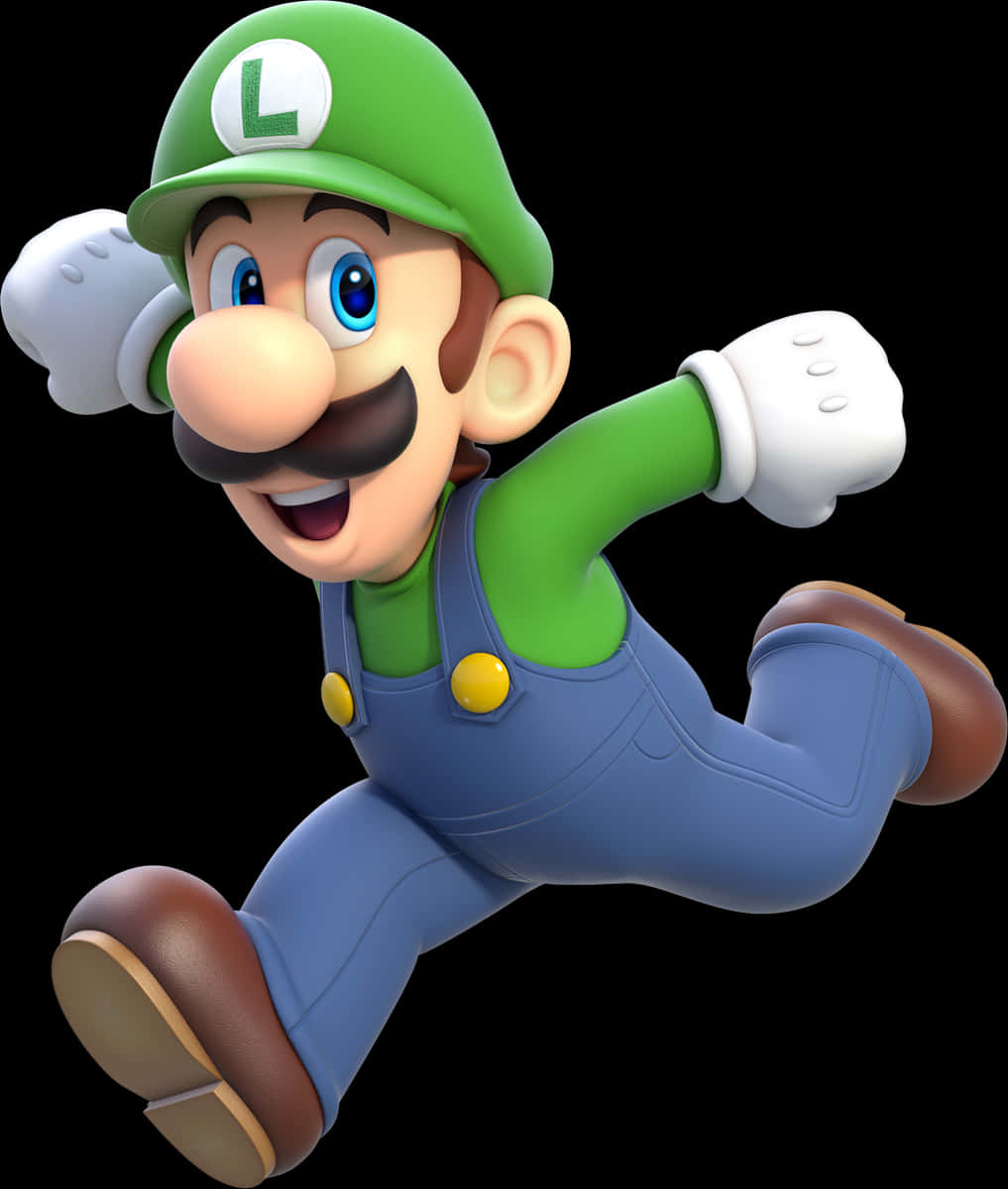 Running Luigi Character Art PNG Image