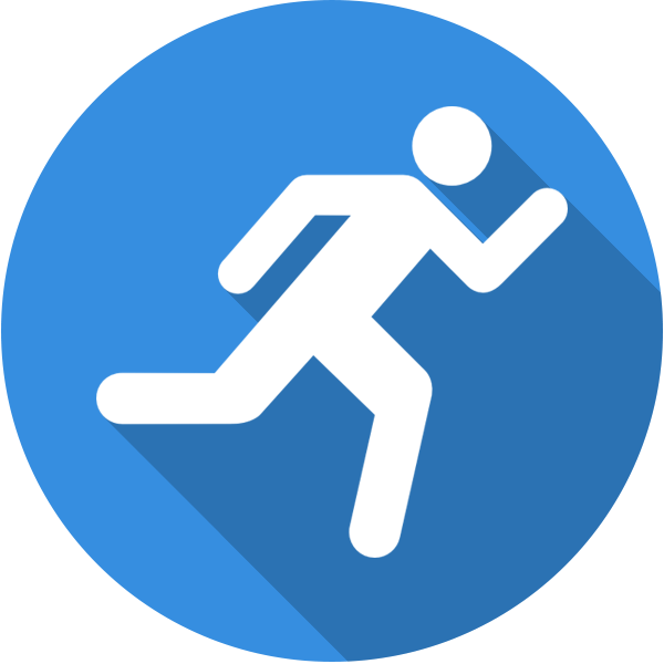 Running Person Icon Blue Circle PNG Image