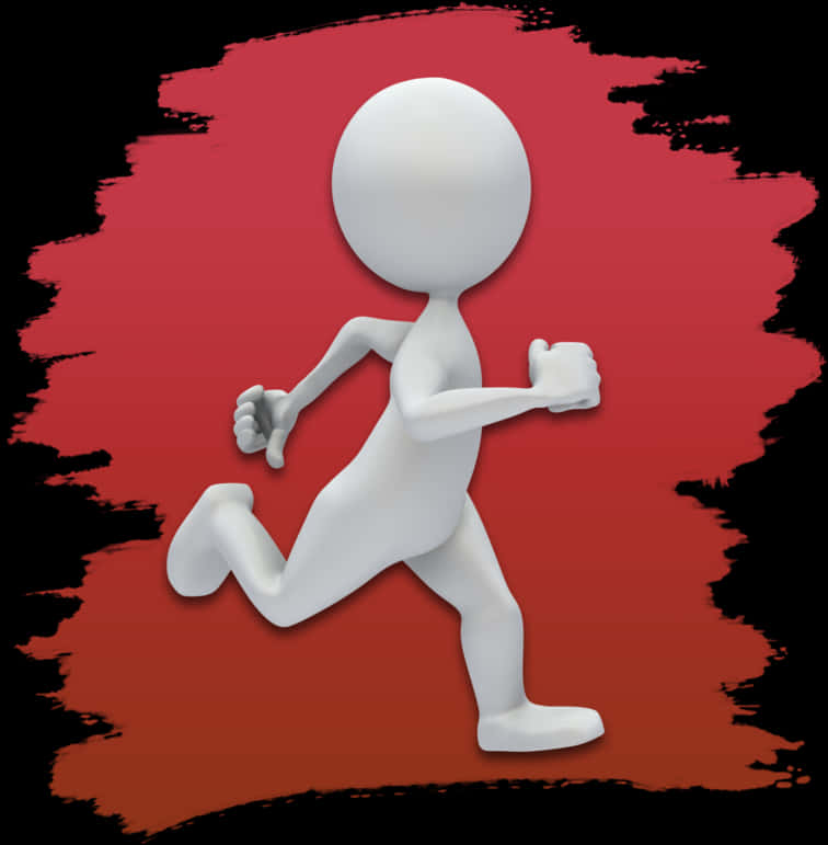 Running Stickman Red Background PNG Image