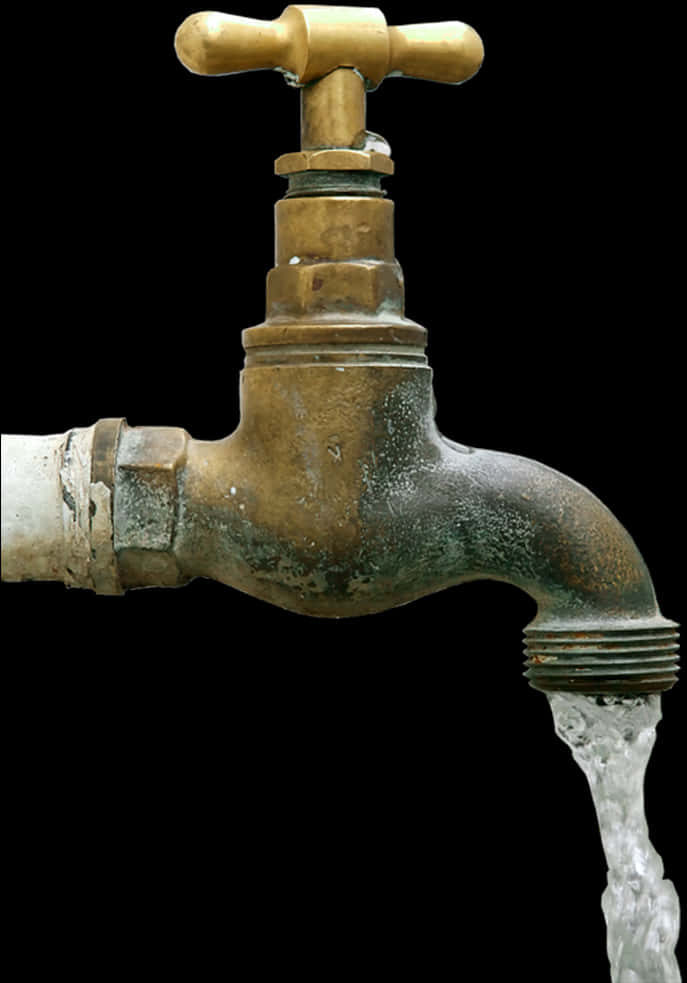 Running Water From Old Faucet PNG Image