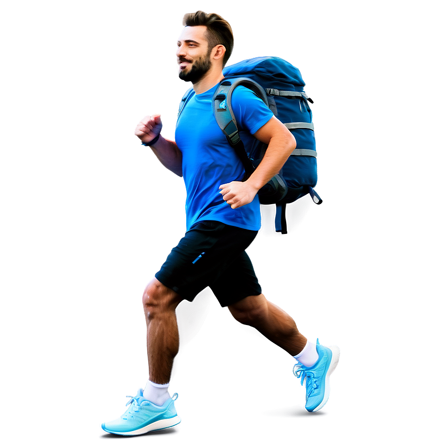 Running With Backpack Png Hny PNG Image