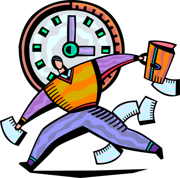 Rushing Businessman Cartoon PNG Image