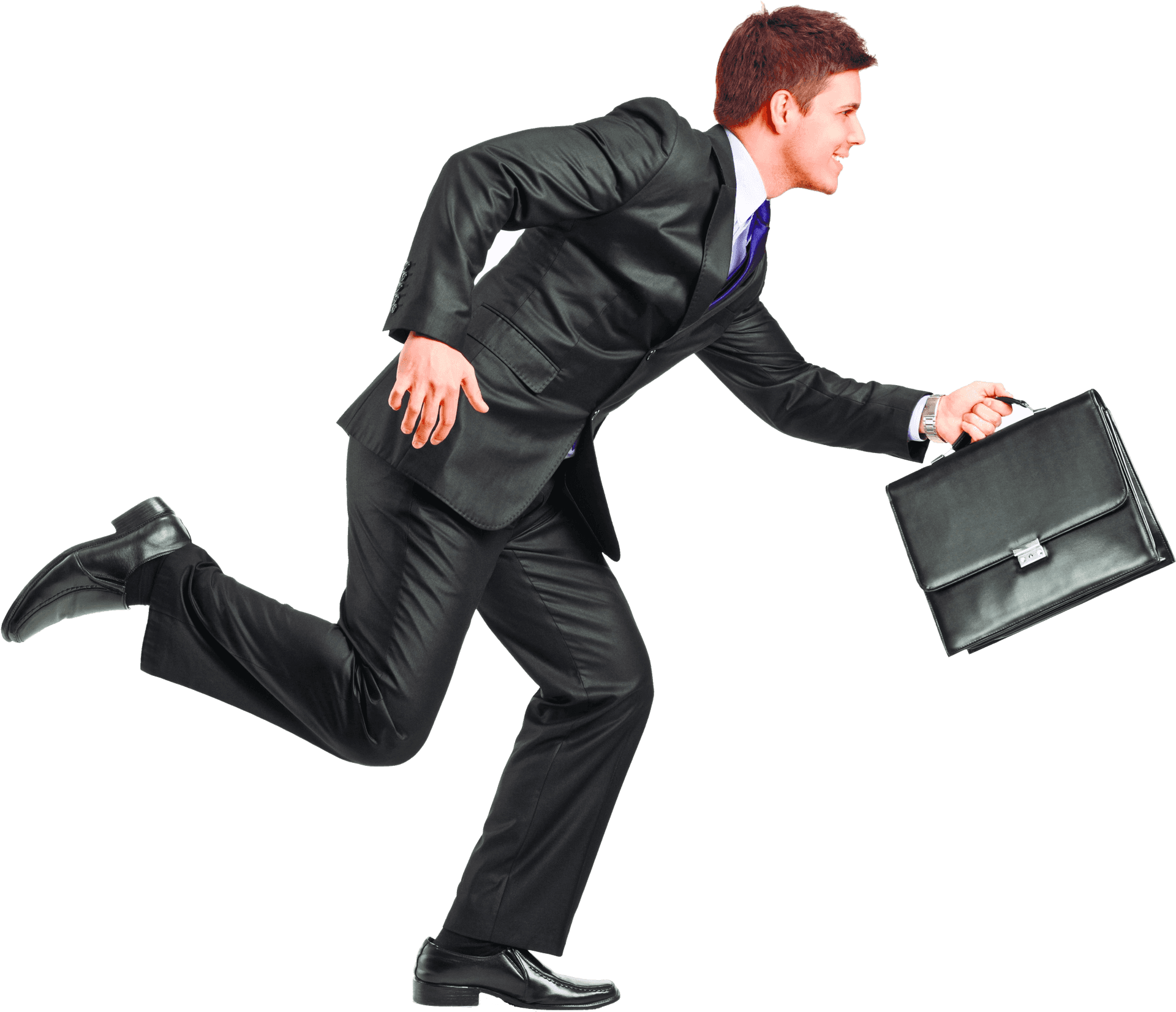 Rushing Businessmanwith Briefcase PNG Image