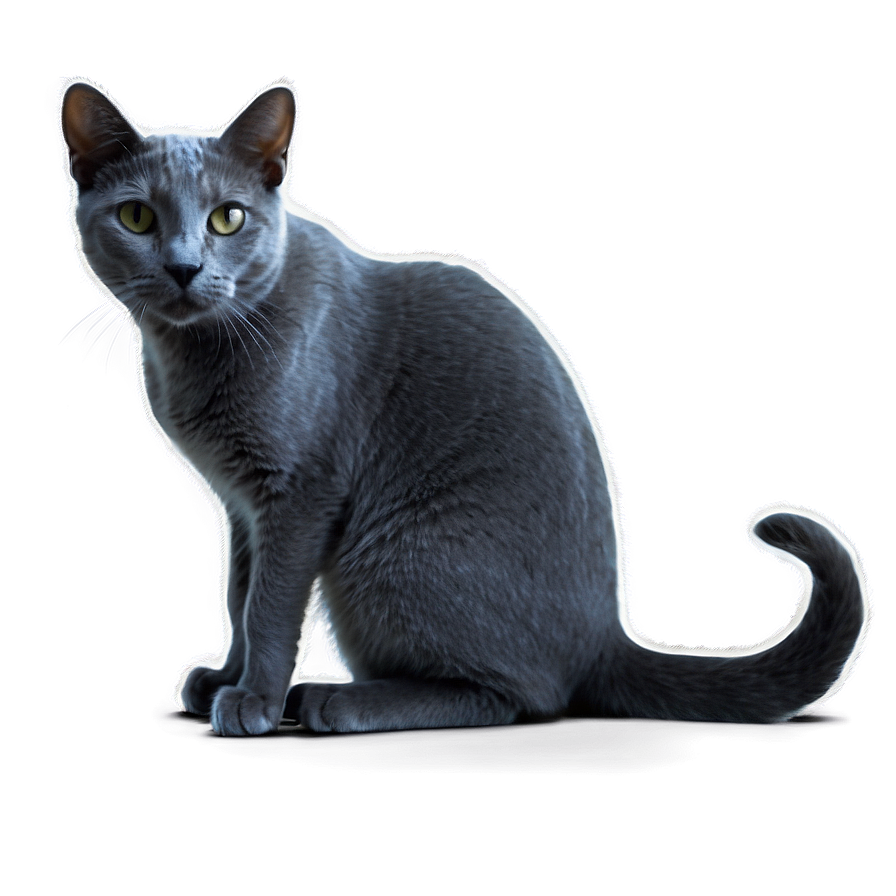 Russian Blue Cat In Shadow Png Cth PNG Image