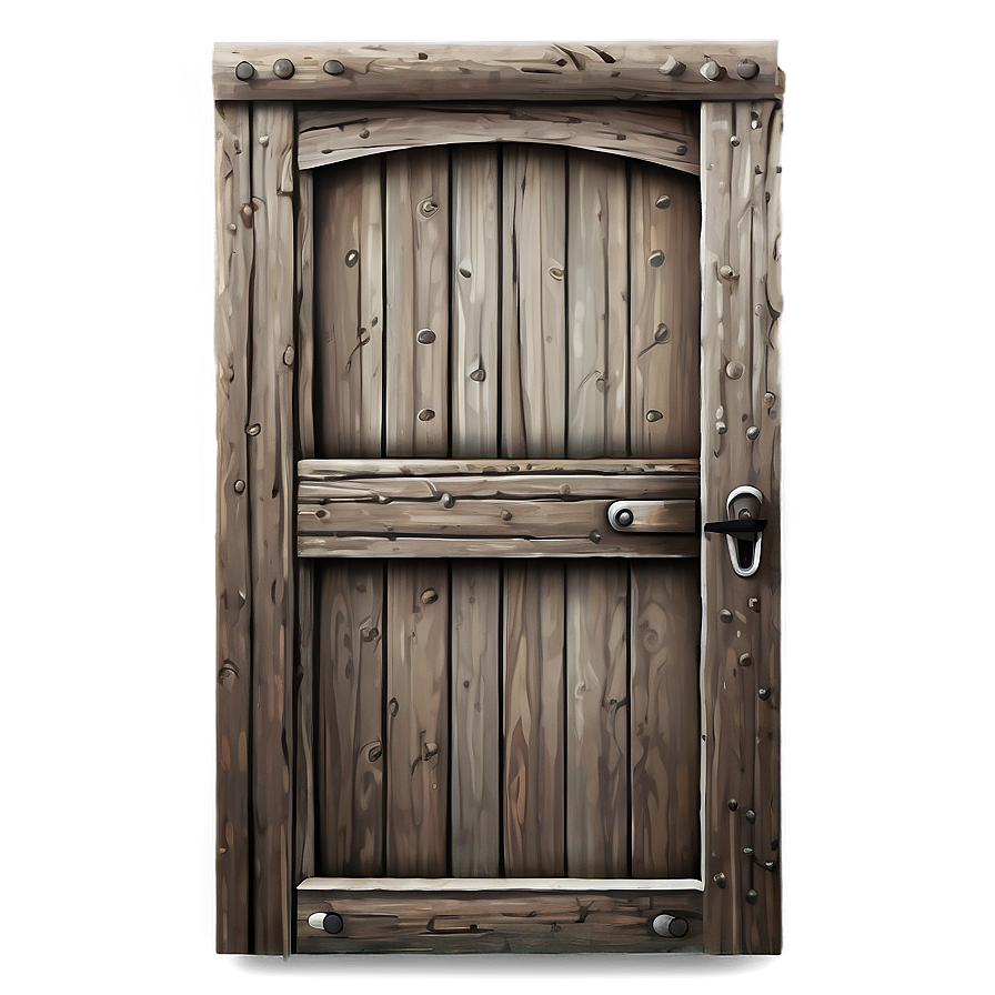 Rustic Closed Door Illustration Png Tei PNG Image