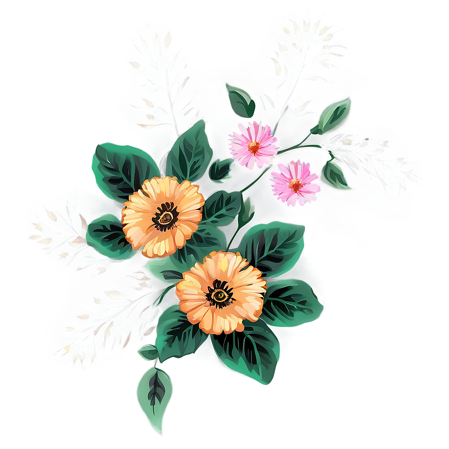 Rustic Corner Flower Design Png Krb PNG Image