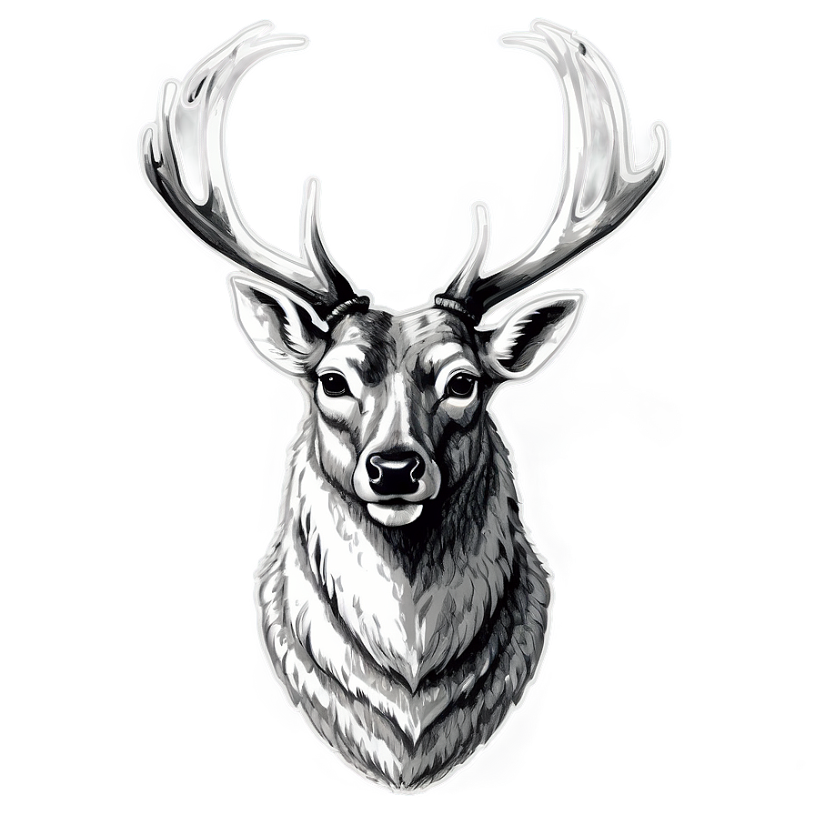 Rustic Deer Head Drawing Png Rqe1 PNG Image