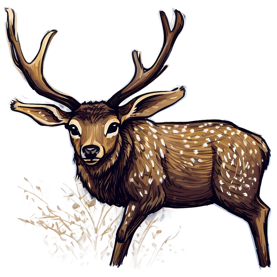 Rustic Deer Sketch Png 05062024 PNG Image