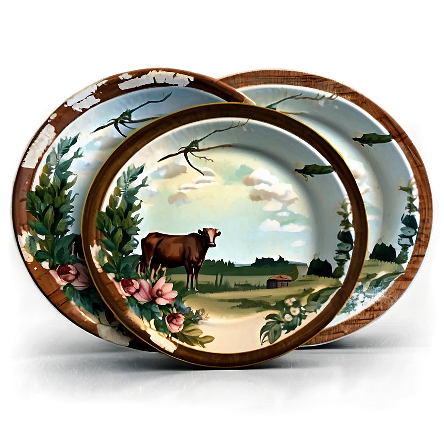 Rustic Farmhouse Plates Png Yke PNG Image