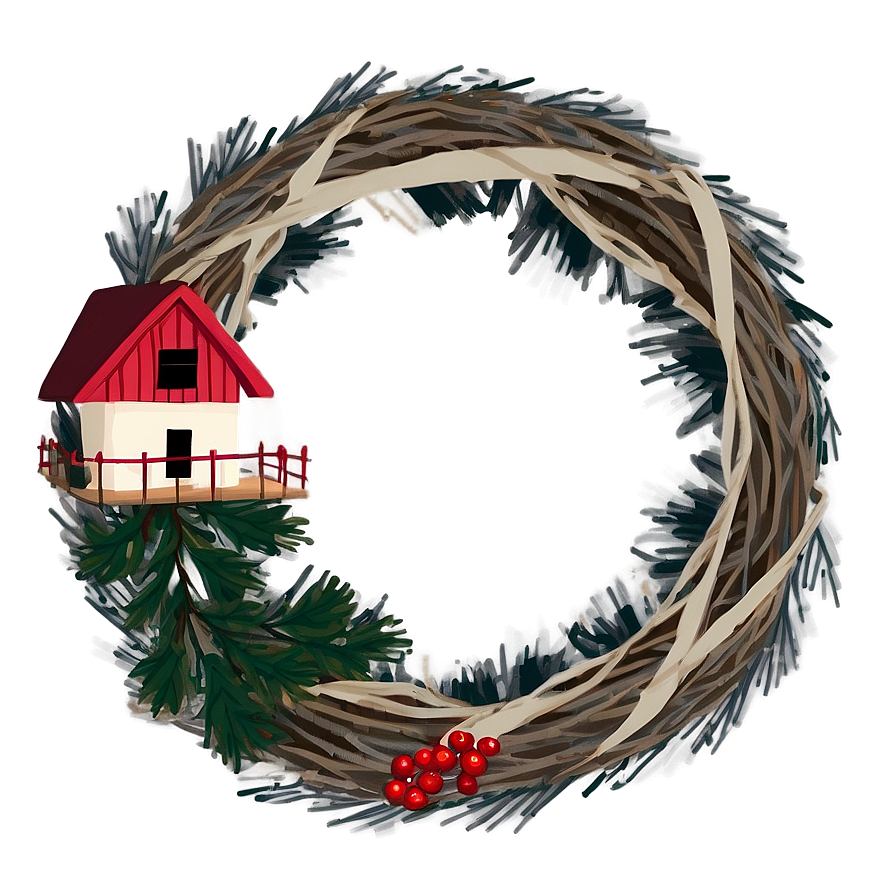 Rustic Farmhouse Wreath Png Elg90 PNG Image