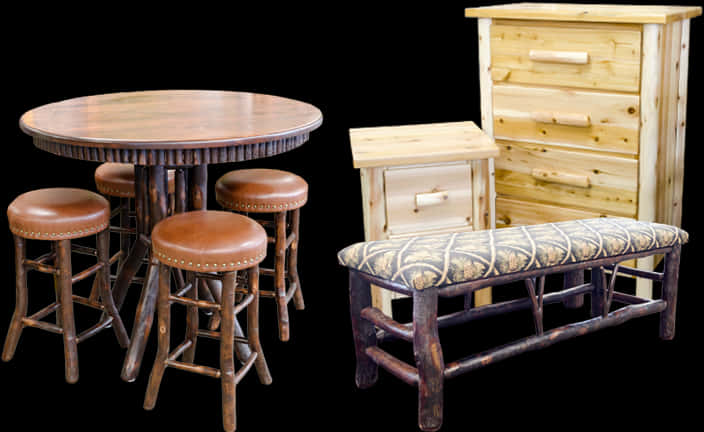 Rustic Furniture Collection PNG Image