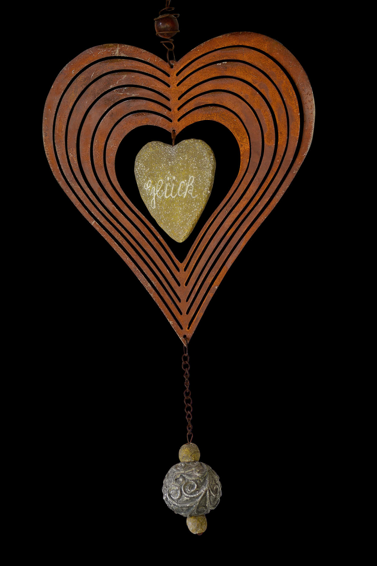 Rustic Hanging Heart Decoration PNG Image