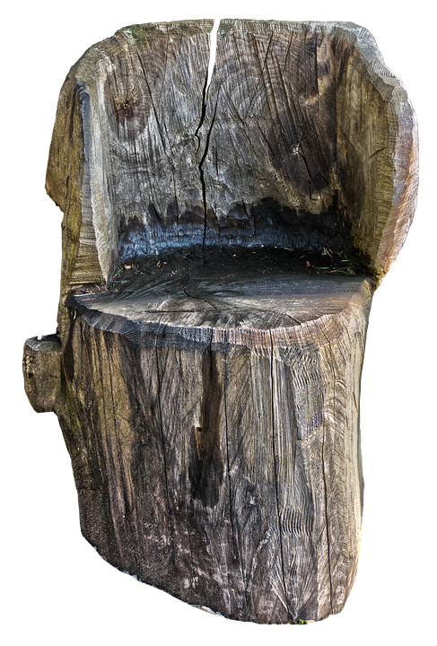 Rustic Log Chair Carving PNG Image