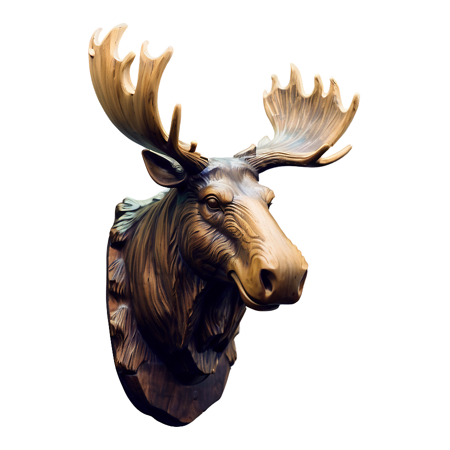 Rustic Moose Head Carving Png 06292024 PNG Image